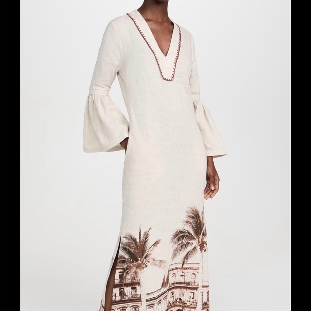 Elegant Cream and Brown Maxi Dress